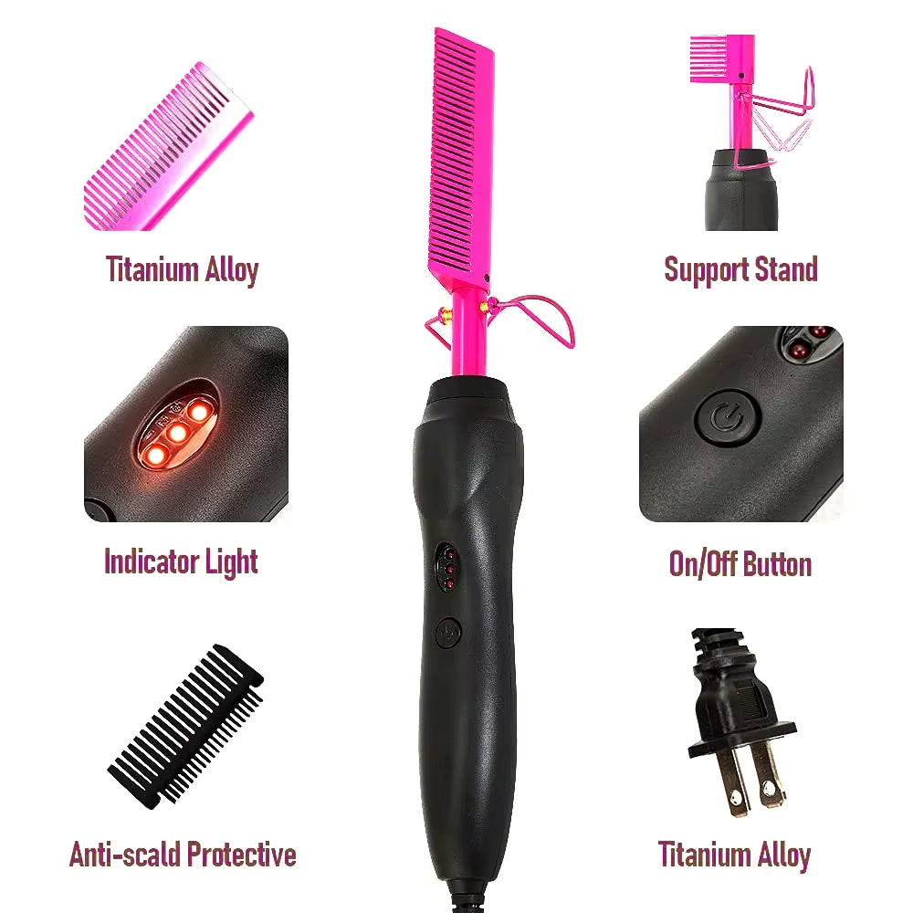 Hair Straightener Flat Irons Straightening Brush Hot Heating Comb Hair Straight Styler Corrugation Curling Iron Hair Curler Comb