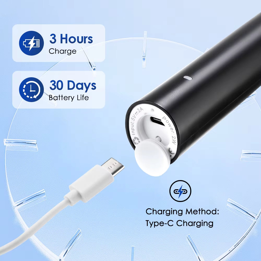 Smart Rotating Timing Electric Toothbrush, Rechargeable Rotary Toothbrush with 4 Heads, 5 Modes Setting Teeth Whitening Oral Car