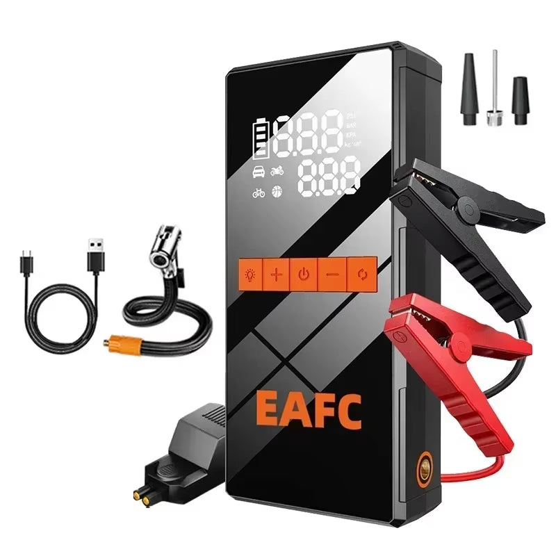 12V Car Jump Starter 4 in 1 Car Wireless Tire Inflator Pump Air Compressor Power Bank Potable Battery Starting Fast Charging