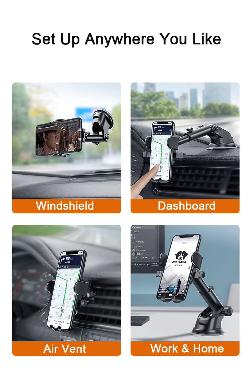 Sucker Car Phone Holder Car Air Vent Clip Mount Stand GPS Telefon Mobile Cell Support for Iphone 14 Promax Xiaomi Huawei Samsung