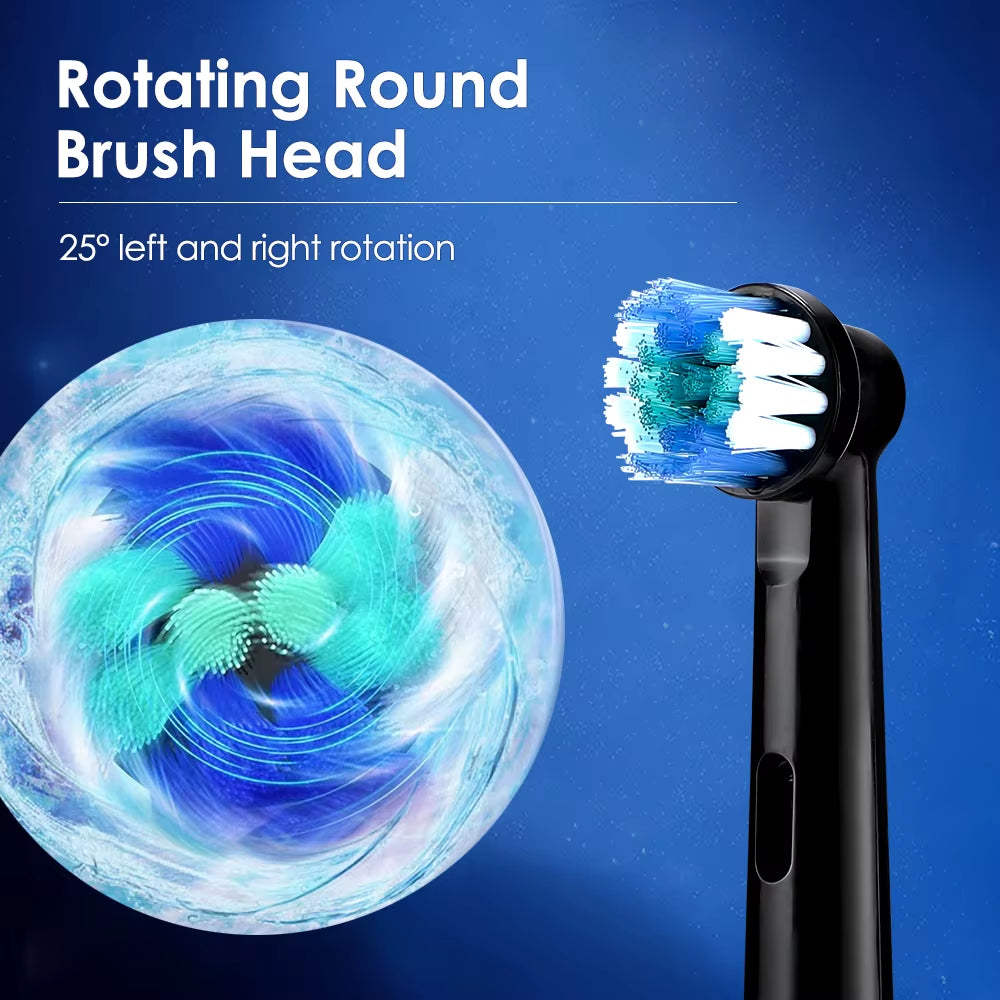 Smart Rotating Timing Electric Toothbrush, Rechargeable Rotary Toothbrush with 4 Heads, 5 Modes Setting Teeth Whitening Oral Car