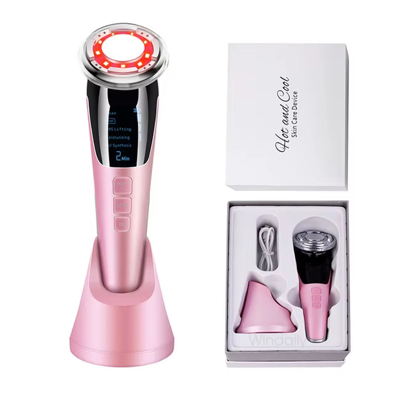 Micro Current Facial Massager EMS Face Lifting Device Skin Tighten Machine Wrinkle Removal Hot Cool Face Skin Care Beauty Device