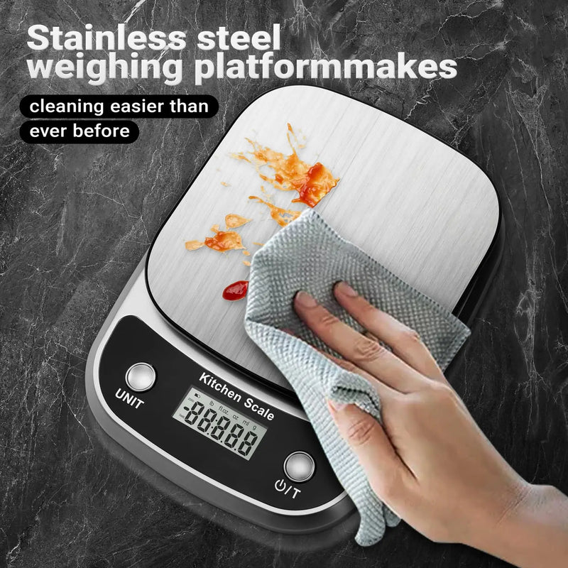 Digital Kitchen Scale Stainless Steel LCD Electronic Food Scale Jewelry Coffee Baking Portable High-Quality Kitchen Tool 10Kg/1G