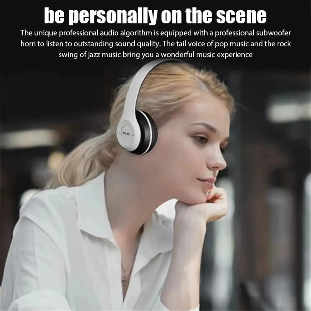 P47 Wireless Bluetooth Headphone with Microphone Foldable Headsets Bass Hifi Sound Music Stereo Earphone for Smartphones TV Game