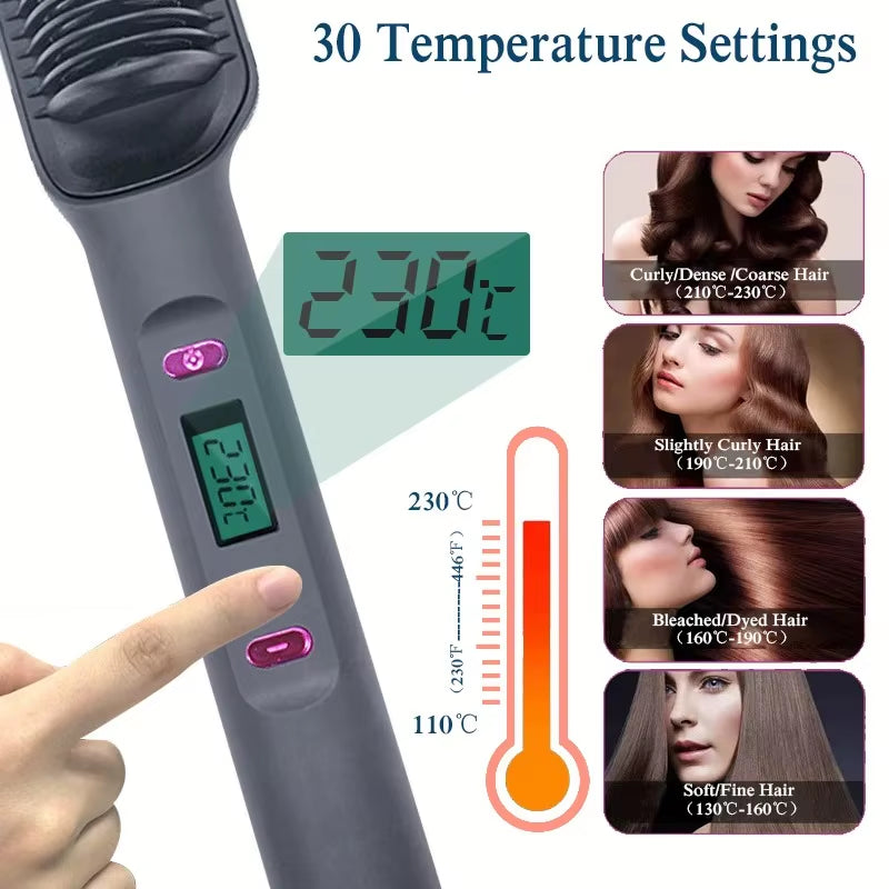 Electric Hot Comb Multifunctional Straight Hair Straightener Comb Negative Ion Anti-Scalding Styling Tool Straightening Brush