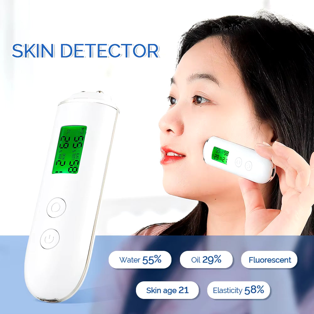 Skin Tester Face Skin Moisture&Oil Content Skin Analyzer Skin Water Cheek Elastic Skin Age Test Meter Fluorescent Agent Detector