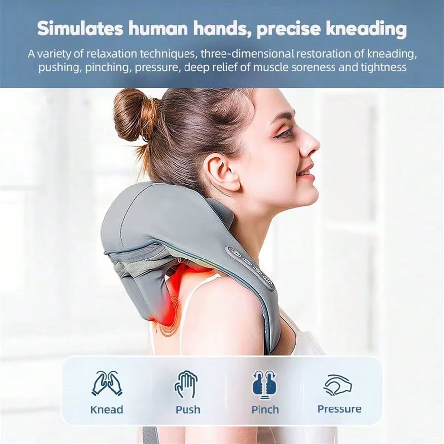 Hot Compress Massager, Shoulder and Neck Massage, Electric Shawl Kneading, Multifunctional Back Massage Instrument