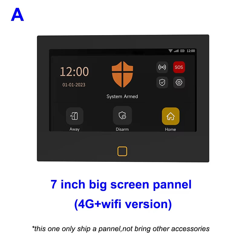 7 Inch 4G & Wifi Home Alarm Host System Wireless GSM Big Screen Touch Panel Tuya Smart Security Protection Kit Remote Control