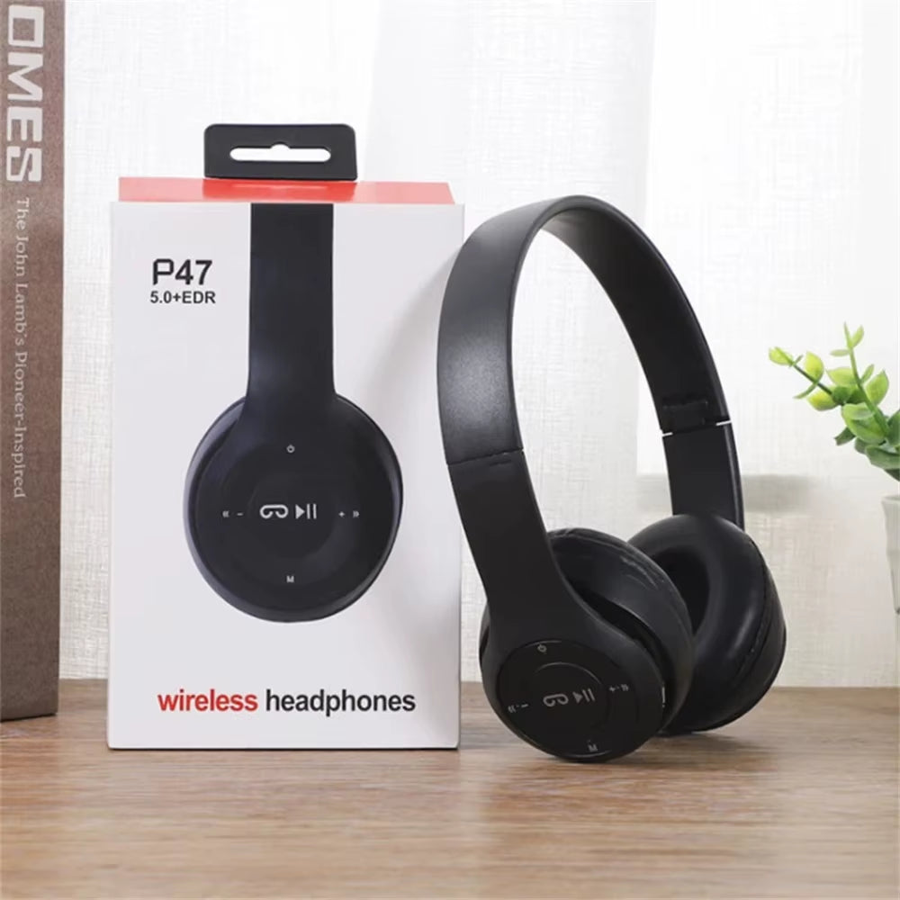 P47 Wireless Bluetooth Headphone with Microphone Foldable Headsets Bass Hifi Sound Music Stereo Earphone for Smartphones TV Game