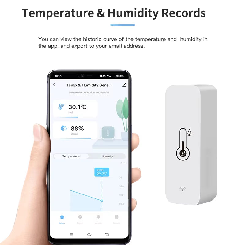 Tuya BT Smart Temperature Humidity Sensor Indoor Hygrometer Bluetooth-Compatible APP Remote Control Works with Alexa Google Home