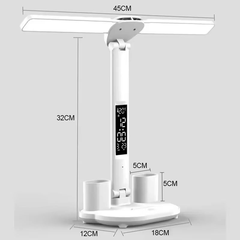 Rotating Foldable 180 Rechargeable LED Clock Dimmable Desk Lamp Desktop Reading Night Light Eye Protection New USB