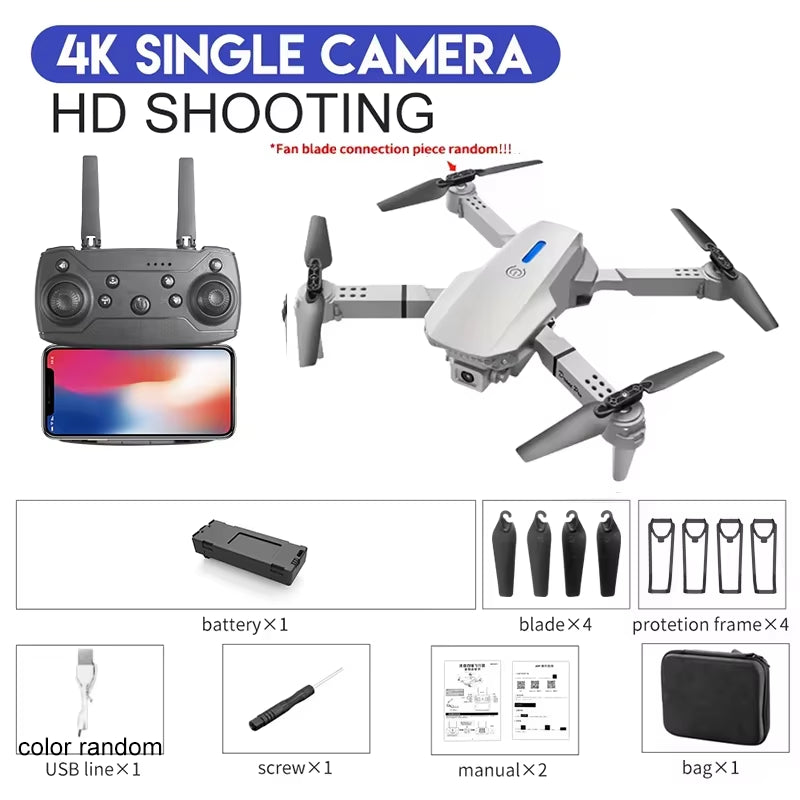 2025 E88 Professional Wide Angle RC Dron HD 4K Camera Mode Foldable Helicopter Aircraft Quadcopter Drone Kid Gift Toys