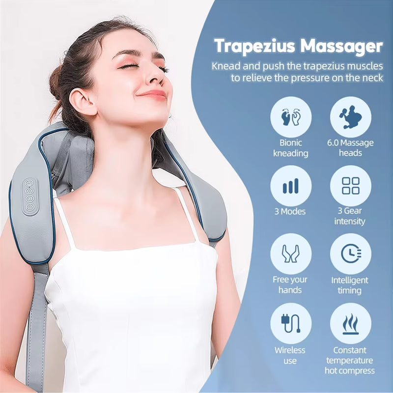 Hot Compress Massager, Shoulder and Neck Massage, Electric Shawl Kneading, Multifunctional Back Massage Instrument