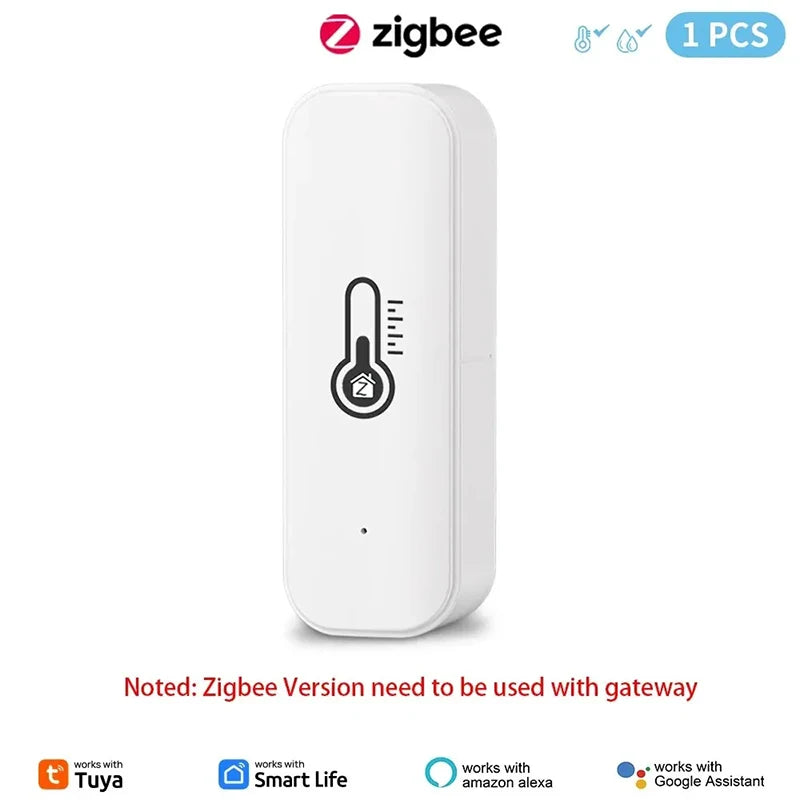 Tuya Zigbee Wifi Temperature Humidity Sensor Smart Home Connected Thermometer Compatible with Smart Life Alexa Google Assistant