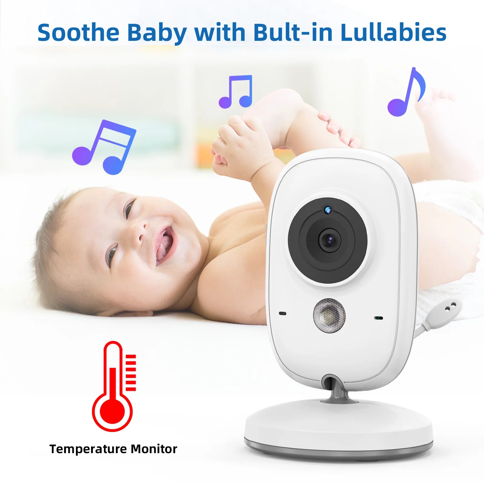 3.2 Inch Wireless Video Baby Monitor with Lullabies Auto Night Vision Two Way Intercom Temperature Monitoring Babysitter