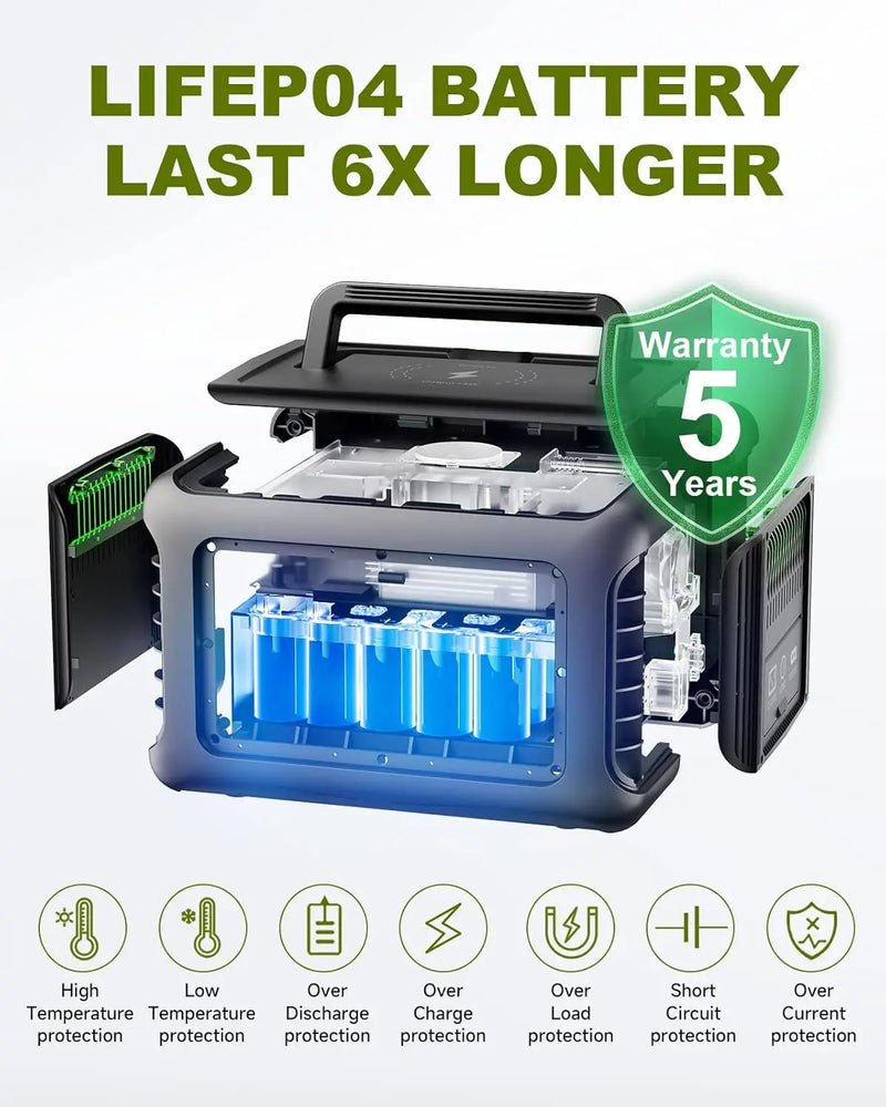 R600 Powerstation with Solarpanel 100W , Lifepo4 Battery 299Wh Camping Generator 600W Power Supply for Home Backup RV