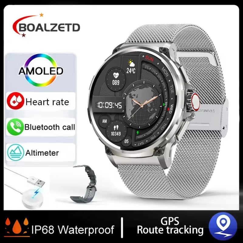 New 1.85-Inch Ultra HD Smart Watch GPS Track Bluetooth Call 710 Mah Large Battery Sports Fitness Smartwatch for Huawei Xiaomi