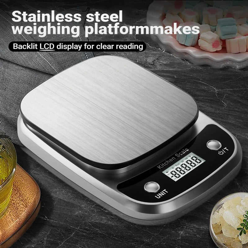 Digital Kitchen Scale Stainless Steel LCD Electronic Food Scale Jewelry Coffee Baking Portable High-Quality Kitchen Tool 10Kg/1G