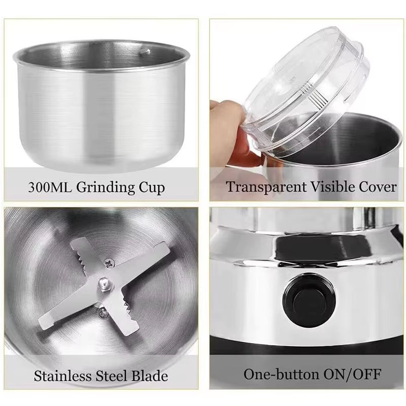 Kitchen Multifunctional 4 Blade Grain Grinder Coffee Chopping Home Electric Coffee Grinder Nut Bean Flavor Blender