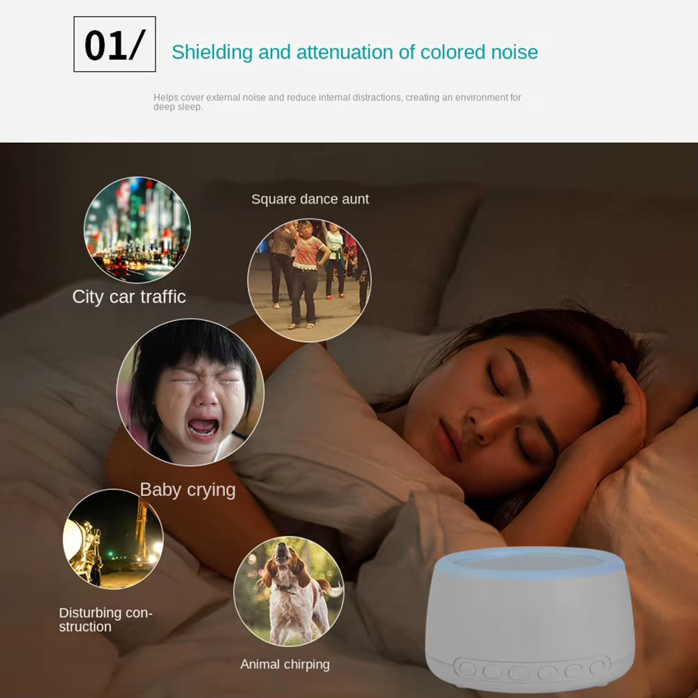 White Noise Machine Bluetooth-Compatible Speaker Rechargeable Timing Loudspeaker for Adult Baby Sleeping