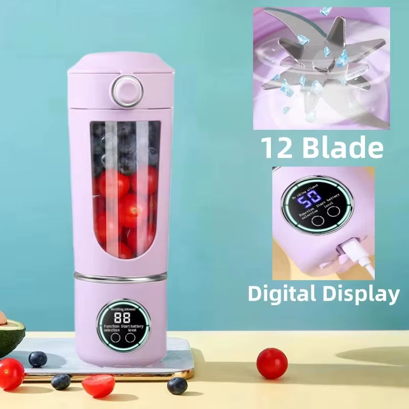 New Portable Juice Maker Blender for Shakes Smoothies 700ML Multiple Colors 12-Blades Fast Mixing 2 in 1 Blender Bottle Juicer