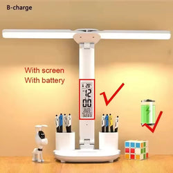 Rotating Foldable 180 Rechargeable LED Clock Dimmable Desk Lamp Desktop Reading Night Light Eye Protection New USB