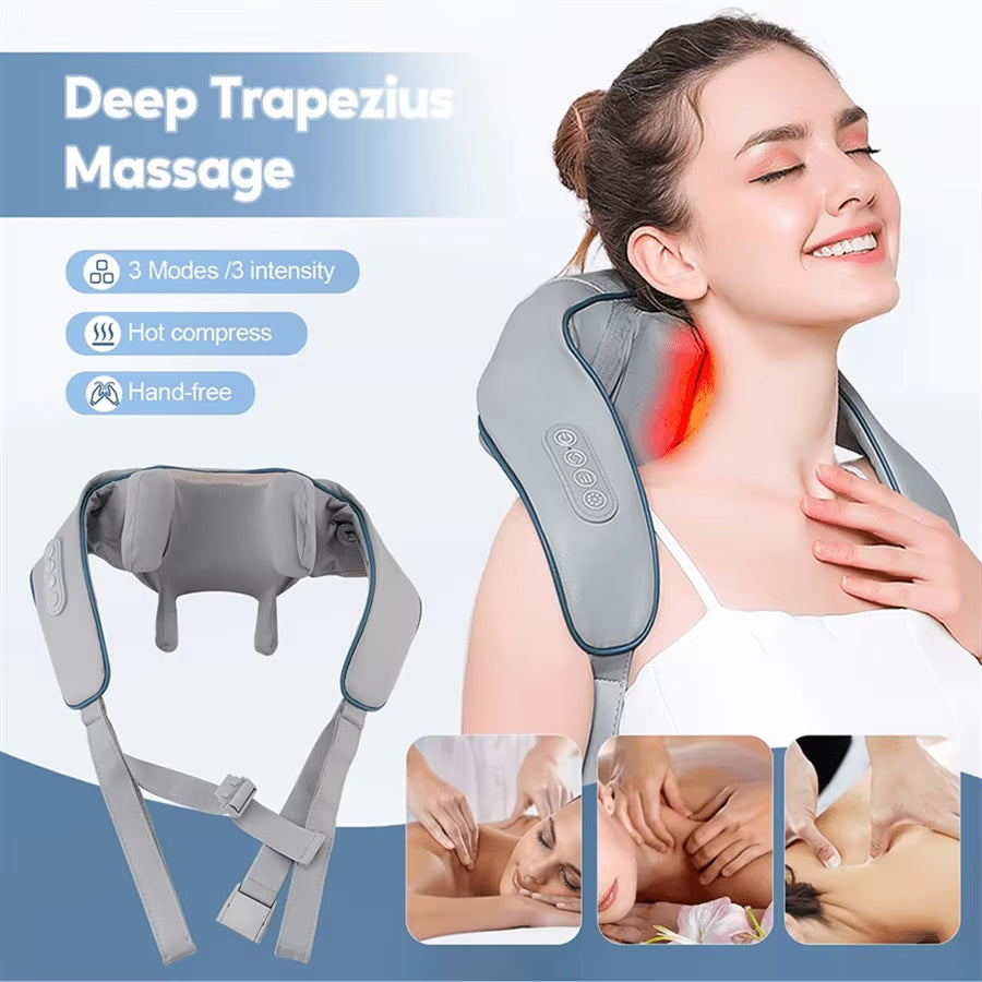 Hot Compress Massager, Shoulder and Neck Massage, Electric Shawl Kneading, Multifunctional Back Massage Instrument