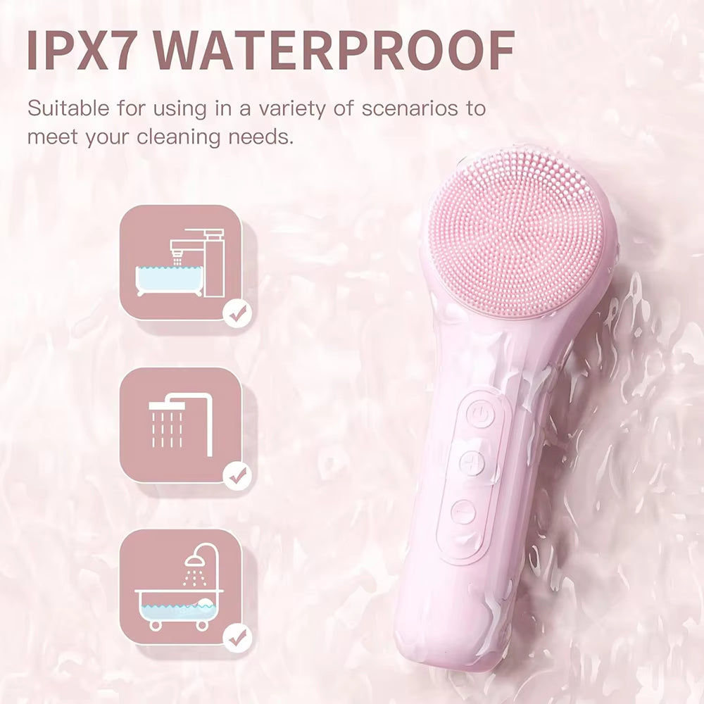 Sonic Waterproof Facial Cleansing Brush Rechargeable Scrubber Exfoliating Vibrating Deep Clean Face Cleaner Skin Care Tool