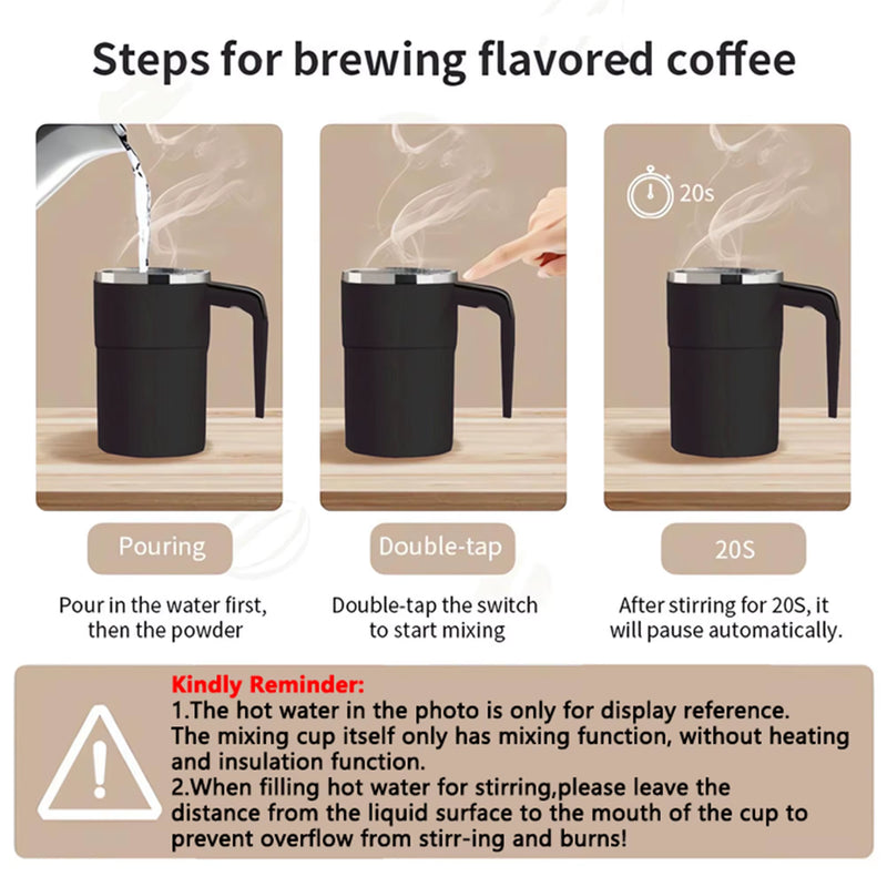 380ML Mini Electric Coffee Self Mixing Mug IP67 Waterproof Food Safe Coffee Mug USB Rechargeable Automatic Magnetic Cup for Tea