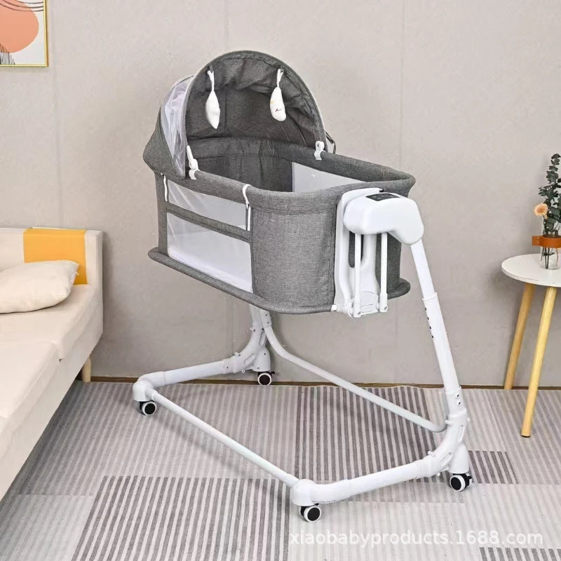 Exit Crossing Electric Baby Rocking Bed Multi Functional Folding Newborn Bedside Splicing Bed Infant Cradle Bedroom Furniture