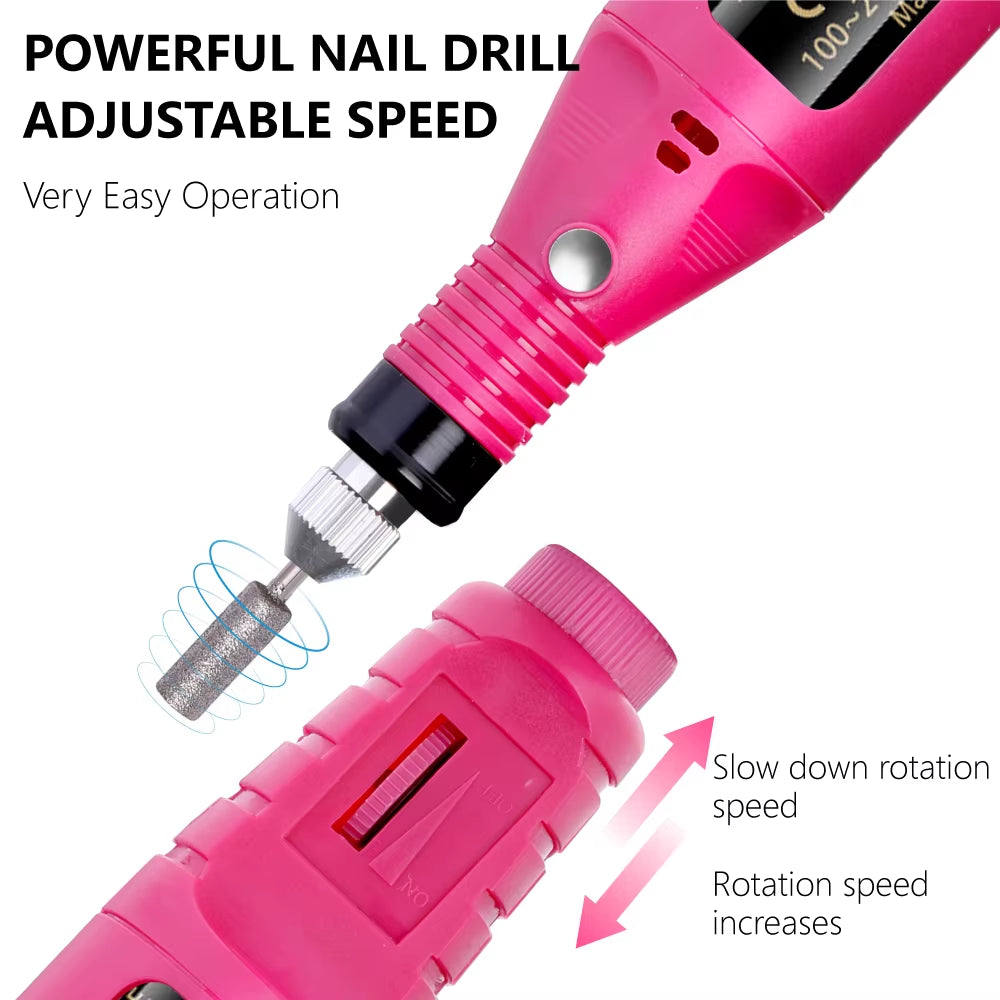 Strong Function Nail Drill Machine Set Electric Nail Sander Gel Polish Remover Tools Driller Manicure Nail Accessories