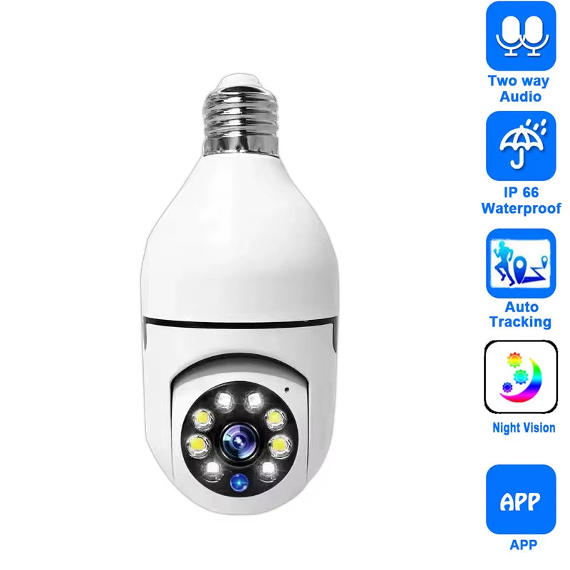 E27 Wifi Bulb Camera Wifi PTZ Colorful Night Vision Two Way Audio Baby Monitor Auto Tracking Home Security CCTV Camera