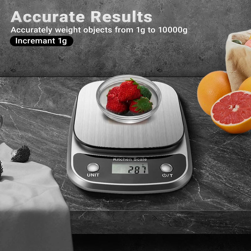 Digital Kitchen Scale Stainless Steel LCD Electronic Food Scale Jewelry Coffee Baking Portable High-Quality Kitchen Tool 10Kg/1G