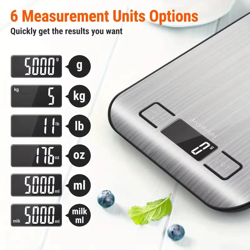 5/10KG Digital Kitchen Scale Stainless Steel Portable Kitchen Food Scale LED Display Electronic Jewelry Baking Weight Scales