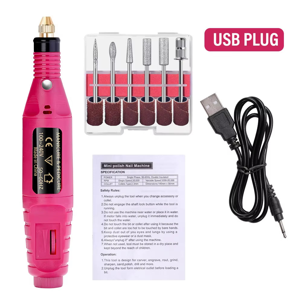 Strong Function Nail Drill Machine Set Electric Nail Sander Gel Polish Remover Tools Driller Manicure Nail Accessories