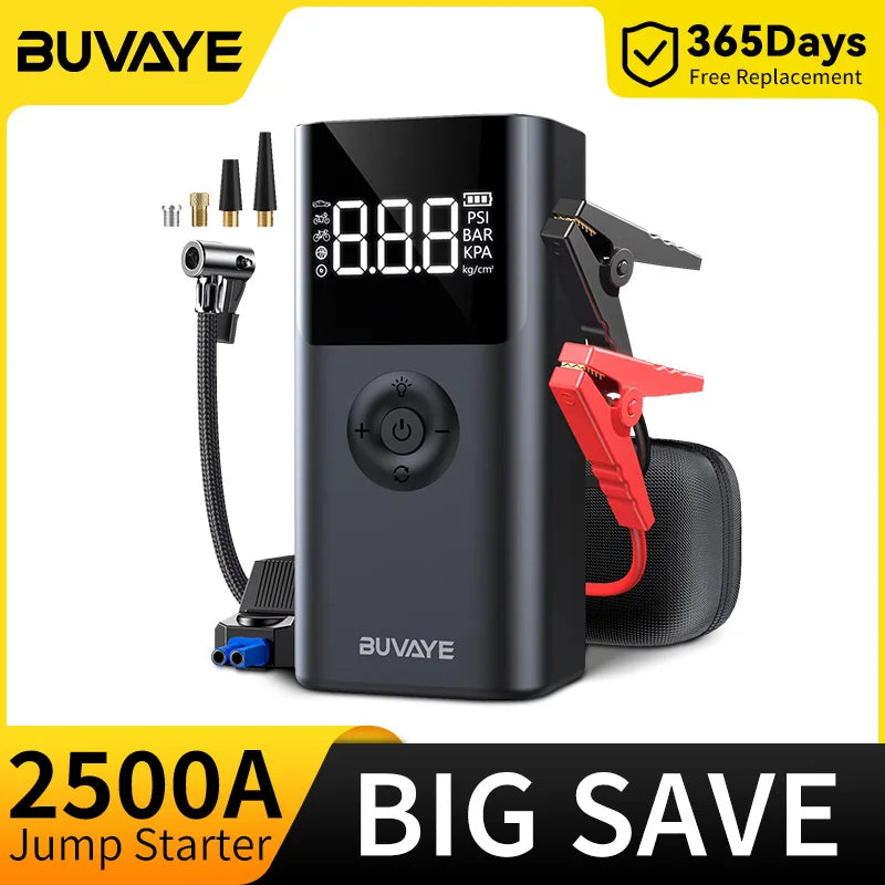 4 in 1 2500A Portable Jump Starter Power Bank 150PSI Air Pump Booster Car Battery 12V Car Battery Starter Powerbank