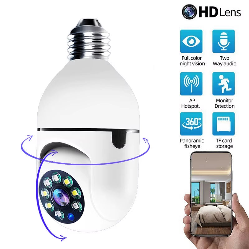 E27 Wifi Bulb Camera Wifi PTZ Colorful Night Vision Two Way Audio Baby Monitor Auto Tracking Home Security CCTV Camera