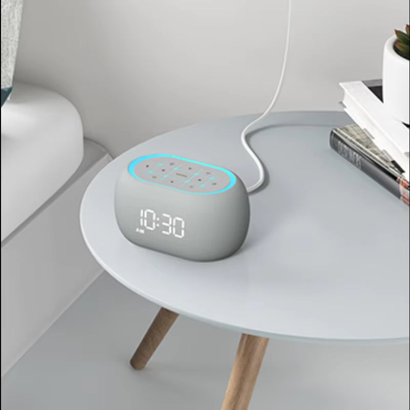 White Noise Alarm Clock with Bluetooth Speaker 21 Relaxing Sounds 7 Night Lights 0-100% Dimming Sleep Timer Sleep Bedroom