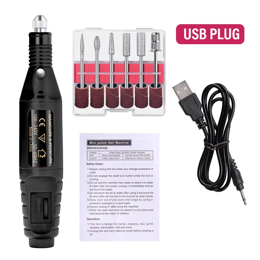 Strong Function Nail Drill Machine Set Electric Nail Sander Gel Polish Remover Tools Driller Manicure Nail Accessories