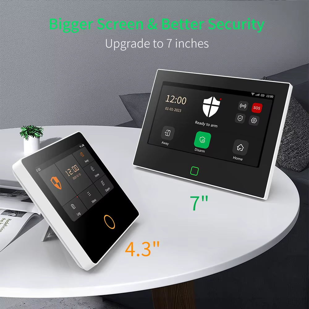 7 Inch 4G & Wifi Home Alarm Host System Wireless GSM Big Screen Touch Panel Tuya Smart Security Protection Kit Remote Control