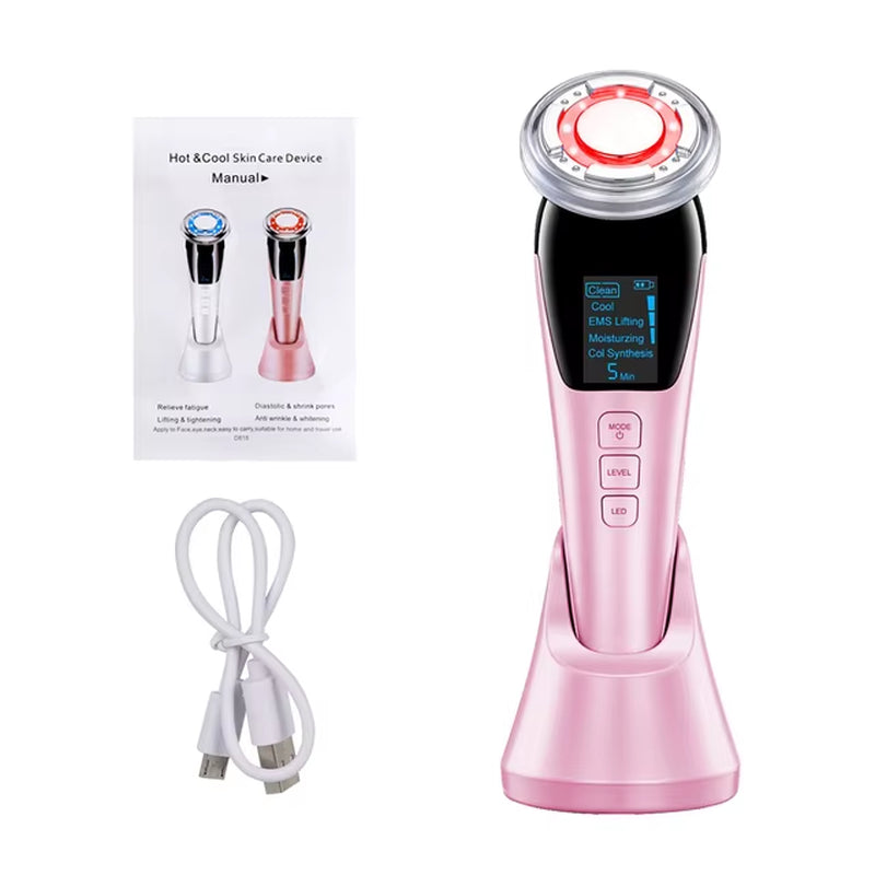 Micro Current Facial Massager EMS Face Lifting Device Skin Tighten Machine Wrinkle Removal Hot Cool Face Skin Care Beauty Device