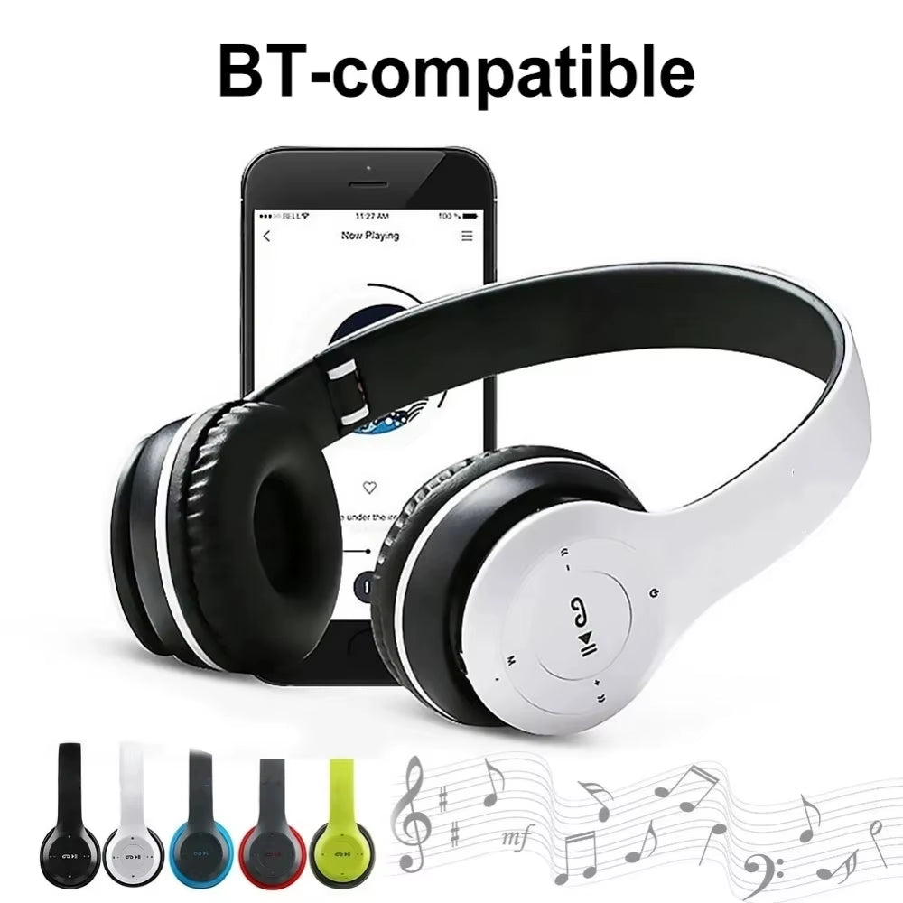 P47 Wireless Bluetooth Headphone with Microphone Foldable Headsets Bass Hifi Sound Music Stereo Earphone for Smartphones TV Game