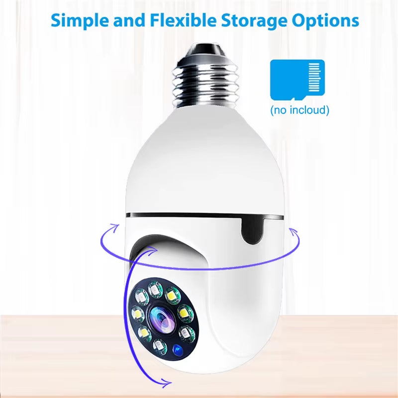 E27 Wifi Bulb Camera Wifi PTZ Colorful Night Vision Two Way Audio Baby Monitor Auto Tracking Home Security CCTV Camera