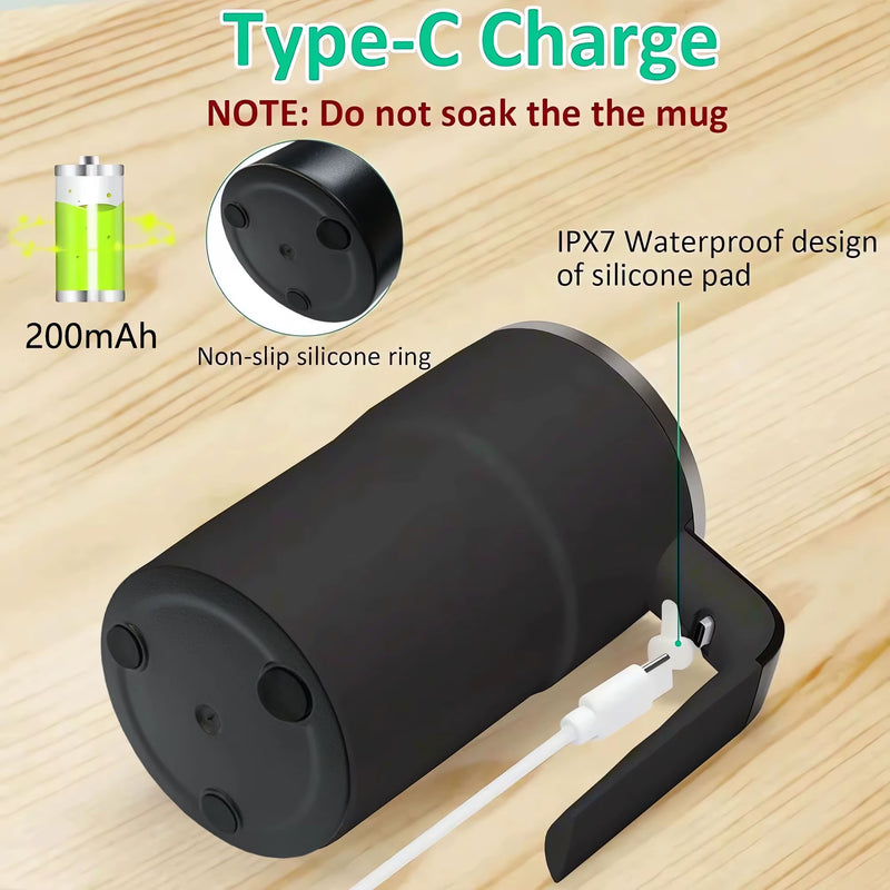 380ML Mini Electric Coffee Self Mixing Mug IP67 Waterproof Food Safe Coffee Mug USB Rechargeable Automatic Magnetic Cup for Tea