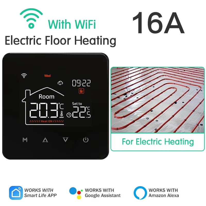 Tuya Smart Home Thermostat Water Electric Warm Floor Heating Gas Boiler Wifi Temperature Remote Controller with Google Alexa