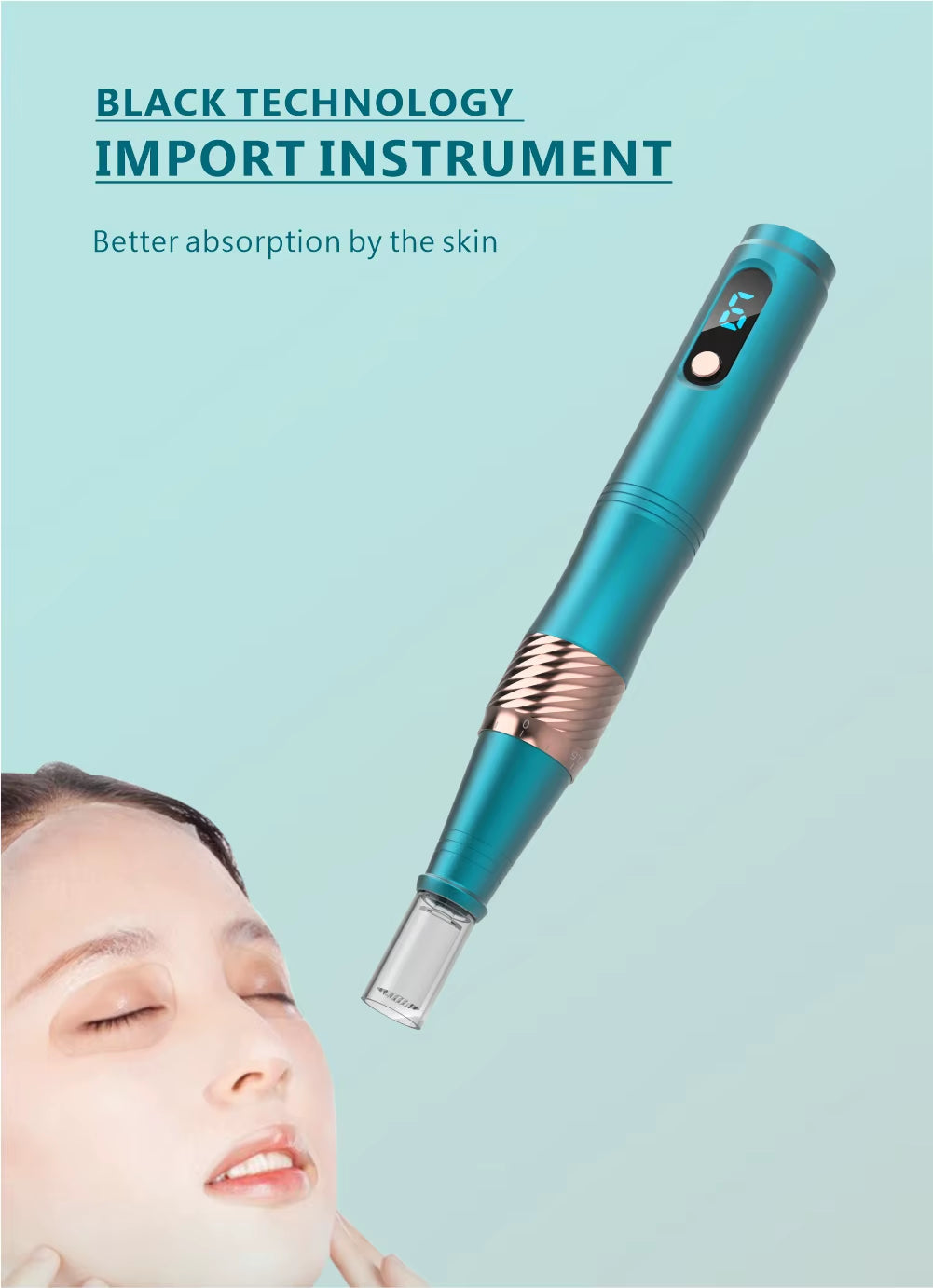 Enhance Absorption Meticulous Electric Pen Home Beauty Tools Nano Pen Microcrystalline, with 4 Disposable Replacement Head