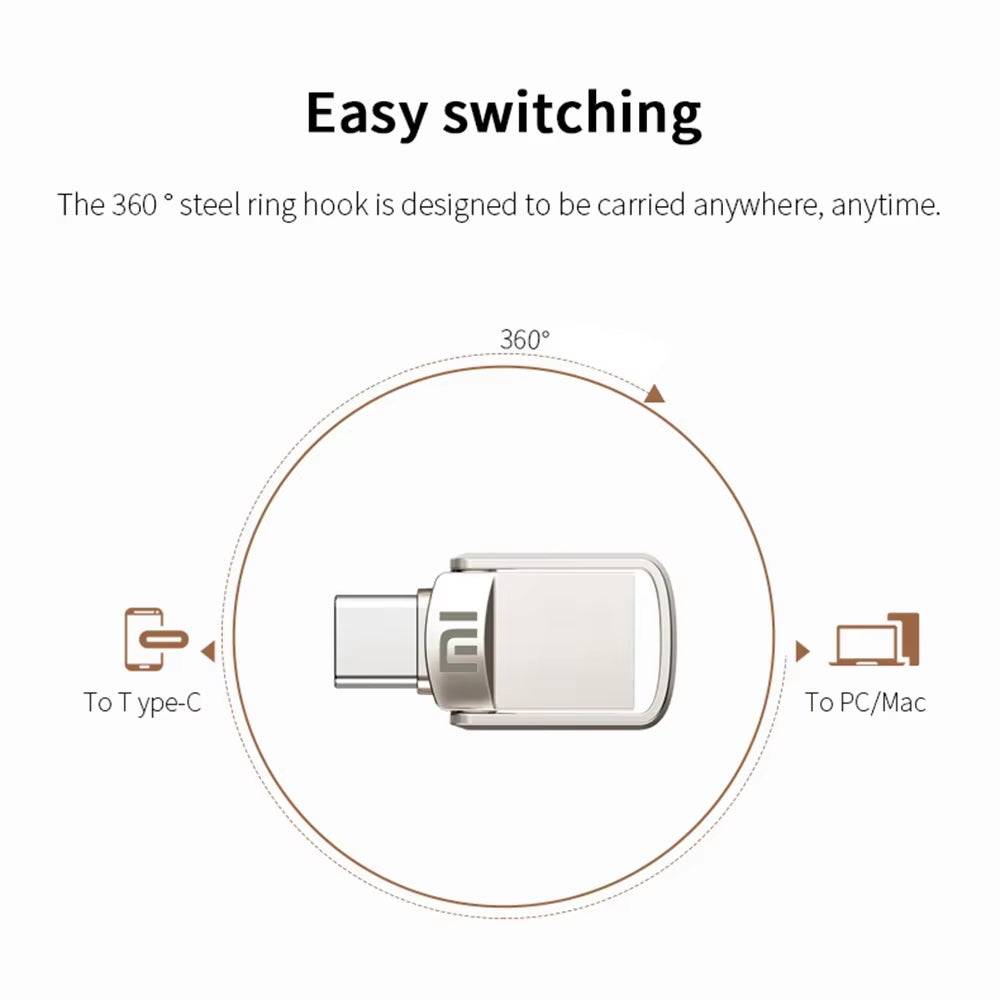 Xiaomi U Disk 2TB 1TB USB 3.0 Type-C Interface High Speed Pendrive Mobile Phone Computer Mutual Transmission Portable USB Memory