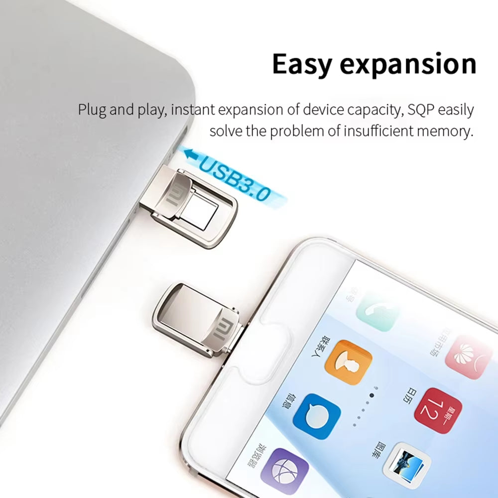 Xiaomi U Disk 2TB 1TB USB 3.0 Type-C Interface High Speed Pendrive Mobile Phone Computer Mutual Transmission Portable USB Memory