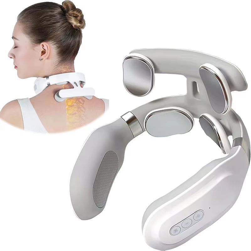 Neck Massage Machine 4 Head and Neck Protection Heating Machines Breathing Light Vibration Hot Compress Cervical Spine Machine