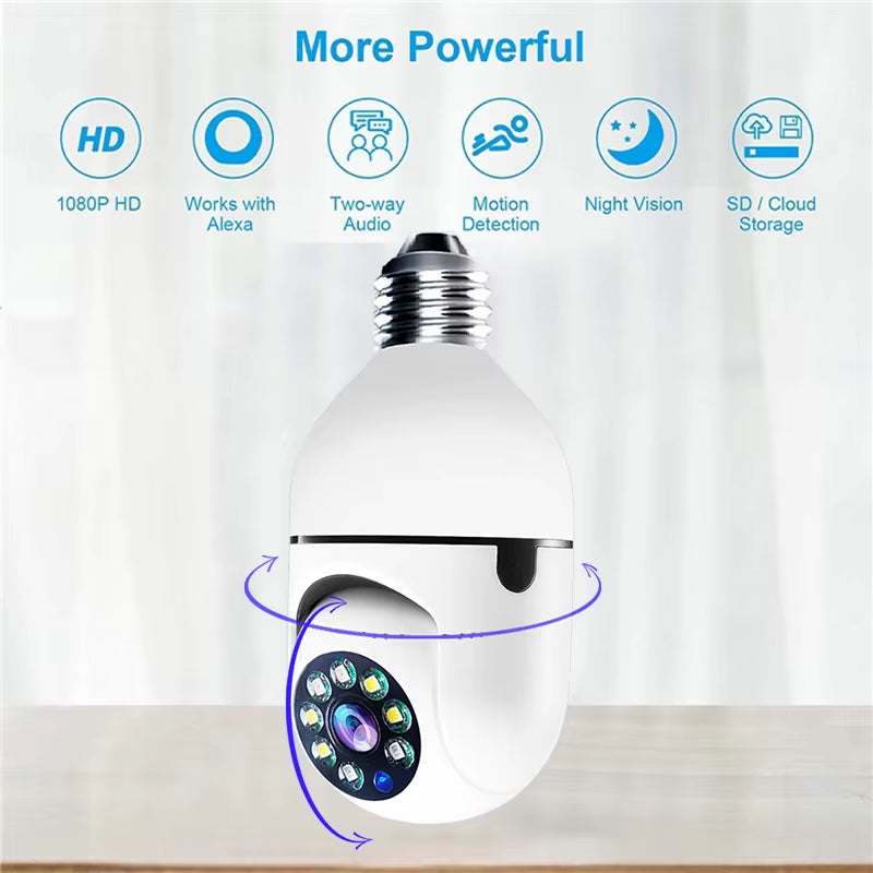 E27 Wifi Bulb Camera Wifi PTZ Colorful Night Vision Two Way Audio Baby Monitor Auto Tracking Home Security CCTV Camera